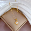 Titanium Steel Zircon Geometric Cartoon Plant Flowers Electroplated Women's Necklace