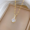 Titanium Steel Zircon Geometric Diamond Micropaved Pendant Necklace Copper Electroplated Real Gold Cartoon Style