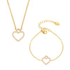 Titanium Steel Zircon Heart Shape Electroplated Clavicle Necklace And Bracelet Set For Women