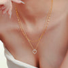 Titanium Steel Zircon Heart Shape Electroplated Clavicle Necklace And Bracelet Set For Women