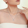 Titanium Steel Zircon Heart Shape Electroplated Clavicle Necklace And Bracelet Set For Women