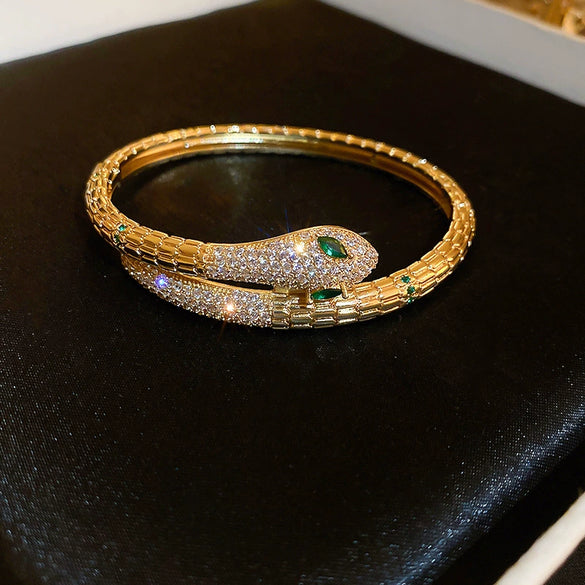 Titanium Steel Zircon Inlaid Niche Geometric Women's Bracelet Real Gold Electroplated