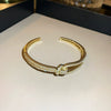Titanium Steel Zircon Inlaid Niche Geometric Women's Bracelet Real Gold Electroplated