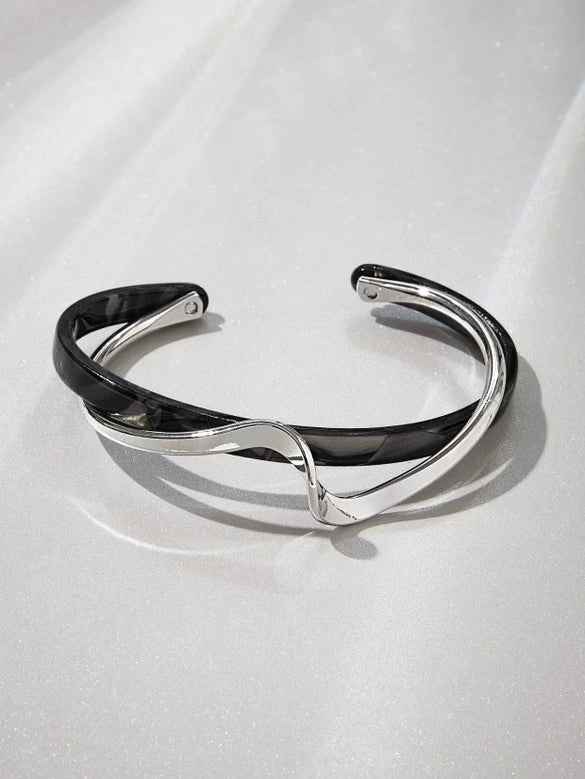 Titanium Steel Zircon Inlaid Niche Geometric Women's Bracelet Real Gold Electroplated