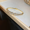 Titanium Steel Zircon Inlaid Niche Geometric Women's Bracelet Real Gold Electroplated