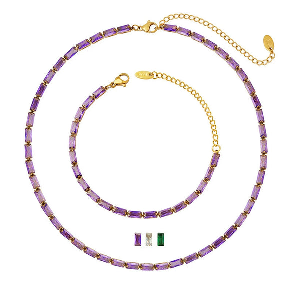 316L Stainless Steel Zircon Jewelry Necklace Bracelet Set Light Luxury Elegant Fashion Electroplated For Women