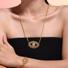 316L Stainless Steel Zircon Jewelry Set With Devil's Eye Pattern And Microinlaid Electroplating For Women
