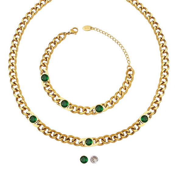 Titanium Steel Zircon Necklace Bracelet Set Electroplating Women's Jewelry