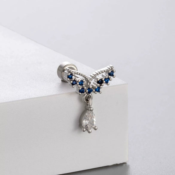 Titanium Steel Zircon Women's Princess Style Flower Drop Shape Geometric Earrings