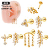 Titanium Zircon Leaf Crown Internal Thread Lip Nail Earrings For Women Puncture Jewelry
