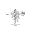 Titanium Zircon Leaf Crown Internal Thread Lip Nail Earrings For Women Puncture Jewelry