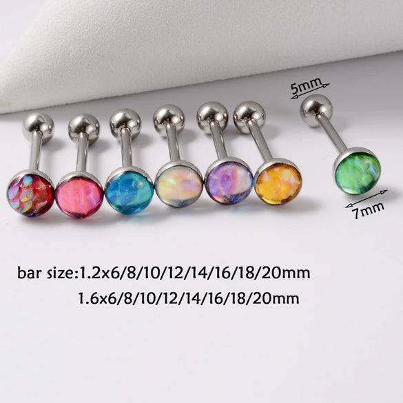 Tongue Ring Stainless Steel Insect Pattern Polishing