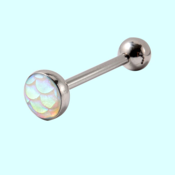 Tongue Ring Stainless Steel Insect Pattern Polishing