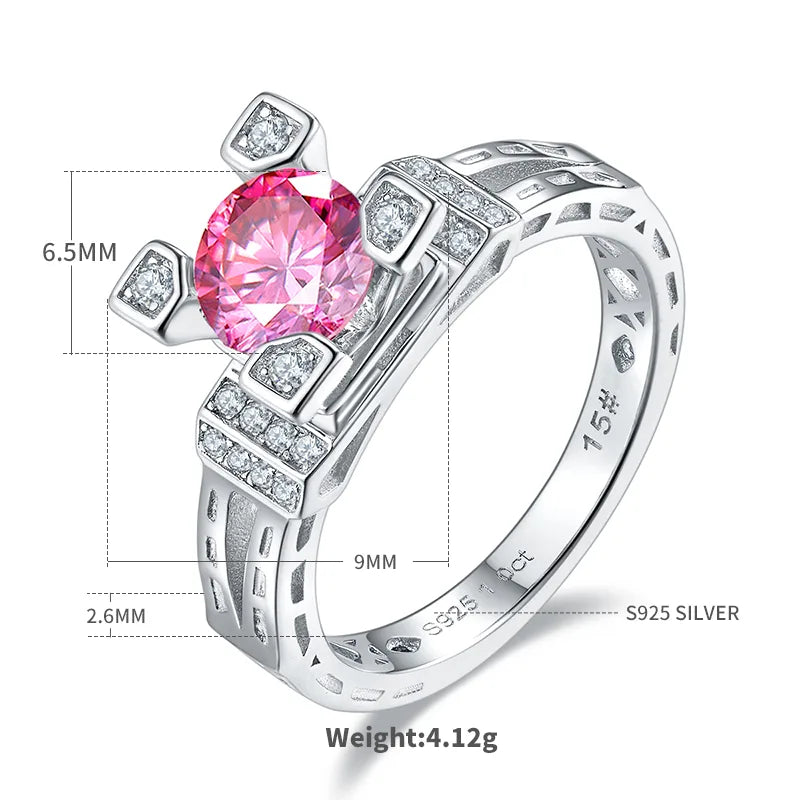 Tower Ring S925 Silver Non-Fading Four Colors Optional Shiny Jewelry Proposal Wedding Ring