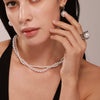 Traceless Bead Niche Design Beaded Necklace Chain Earrings Ring In Stainless Steel With Electroplating For Women