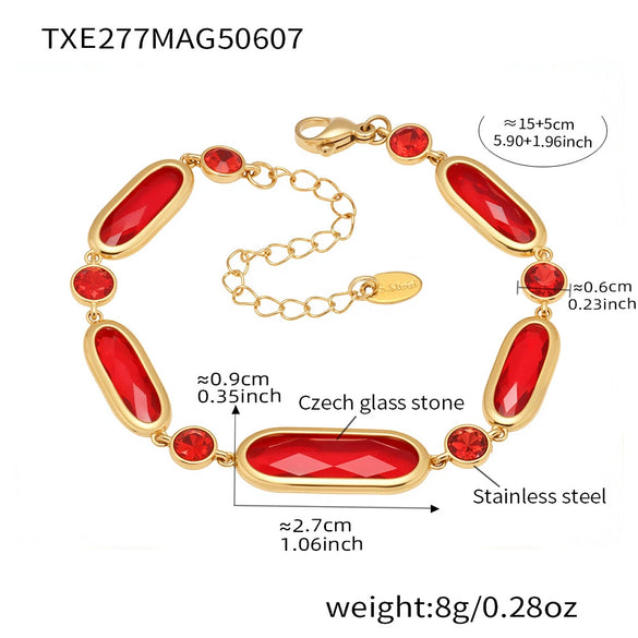 Translucent Czech Glass Stitching Handmade Bracelet With Geometric Pattern In Stainless Steel And Electroplating For Women