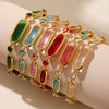 Translucent Czech Glass Stitching Handmade Bracelet With Geometric Pattern In Stainless Steel And Electroplating For Women