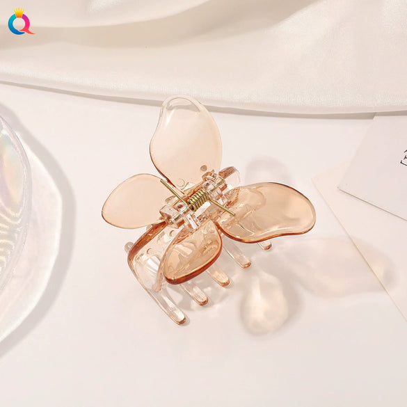 Transparent 3D Butterfly Resin Hair Claw Clip Handmade Elegant Women's Hair Accessory