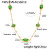 Transparent Imported Glass And Small Steel Bead Elegant Light Luxury Geometric Stainless Steel Women's Necklace With Electroplating