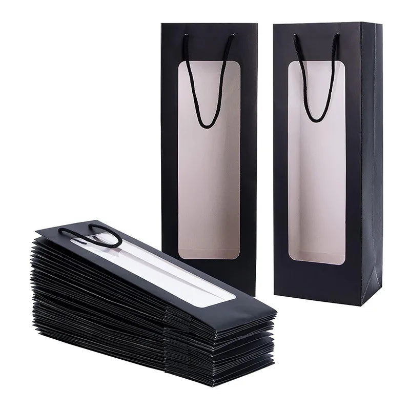 Transparent Window Wine Gift Bag Wedding Banquet Single Wine Packaging Hand Paper Bag Gift Bag In Stock