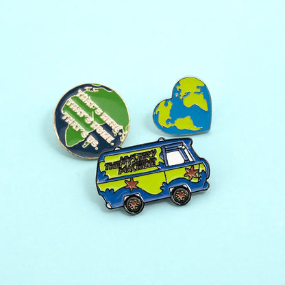 Foreign Trade New Arrival Brooch European And American Travel Around The Earth Series That Here Home Us Student Denim Badge