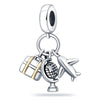 Travel Style Airplane Suitcase Camera Charm Pendant Beads Silver Plated Diy Jewelry Bracelet Accessories With Dripping Oil Design
