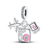 Travel Style Airplane Suitcase Camera Charm Pendant Beads Silver Plated Diy Jewelry Bracelet Accessories With Dripping Oil Design