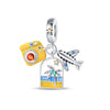 Travel Style Airplane Suitcase Camera Charm Pendant Beads Silver Plated Diy Jewelry Bracelet Accessories With Dripping Oil Design