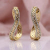 Trendy Bohemian Palace Style Geometric Sshaped Microinlaid Hollow Irregular Zircon Copper Earrings For Women