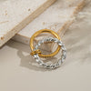 Trendy Braided Double Layer Geometric Diamond Ring In Stainless Steel With Electroplating For Women Light Luxury Simple Jewelry Stall Item
