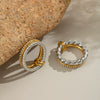 Trendy Braided Double Layer Geometric Diamond Ring In Stainless Steel With Electroplating For Women Light Luxury Simple Jewelry Stall Item