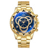 Trendy Business Men's Round Dial Alloy Band Watch With Ordinary Glass Mirror