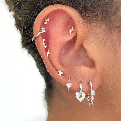 Trendy Circle Ear Buckle Geometric Heart-shaped Diamond Personalized Earrings