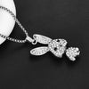 Trendy Cool Rabbit Pendant Necklace For Women With Full Diamond Alloy Pendant And Titanium Steel Keel Chain Factory Wholesale