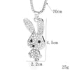Trendy Cool Rabbit Pendant Necklace For Women With Full Diamond Alloy Pendant And Titanium Steel Keel Chain Factory Wholesale