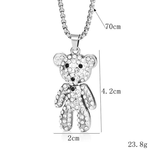 Trendy Cool Rabbit Pendant Necklace For Women With Full Diamond Alloy Pendant And Titanium Steel Keel Chain Factory Wholesale