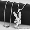 Trendy Cool Rabbit Pendant Necklace For Women With Full Diamond Alloy Pendant And Titanium Steel Keel Chain Factory Wholesale