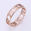 Trendy Creative Roman Numeral Cut Out Titanium Steel And Stainless Steel Rose Gold Unisex Couple Ring