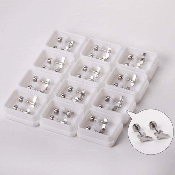 Trendy Cross Stud Earrings For Women Fashionable Versatile Personality Minimalist Electroplated Stainless Steel Screwback Earrings