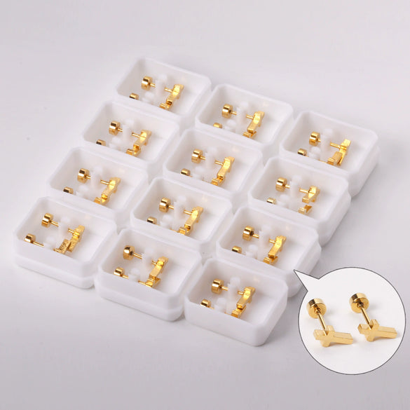 Trendy Cross Stud Earrings For Women Fashionable Versatile Personality Minimalist Electroplated Stainless Steel Screwback Earrings