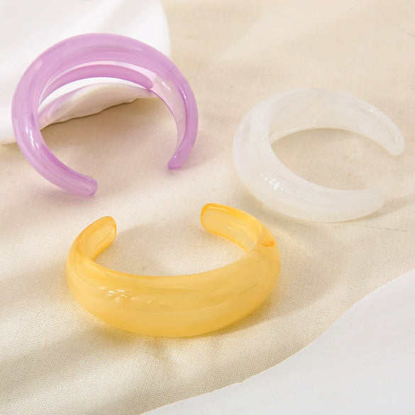 Trendy Dopamine Candy Color Gradient Open Handmade Resin Bracelet Jewelry For Women