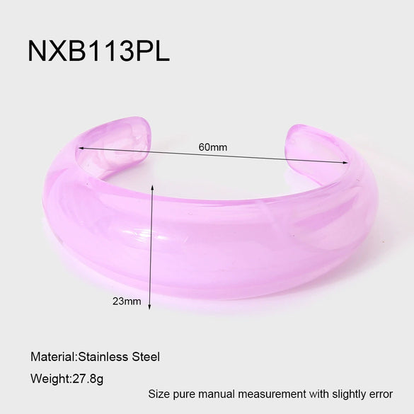 Trendy Dopamine Candy Color Gradient Open Handmade Resin Bracelet Jewelry For Women