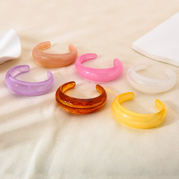 Trendy Dopamine Candy Color Gradient Open Handmade Resin Bracelet Jewelry For Women