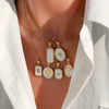 Trendy Electroplated Geometric Stainless Steel Unisex Cross Chain Necklace With Rectangular Shell Constellation Pendant