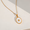 Trendy Electroplated Geometric Stainless Steel Unisex Cross Chain Necklace With Rectangular Shell Constellation Pendant