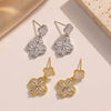 Trendy Elegant Fourleaf Clover Women's Earrings Copper Geometric Electroplating