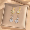 Trendy Elegant Fourleaf Clover Women's Earrings Copper Geometric Electroplating