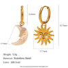 Trendy Exaggerated Stainless Steel 18K Gold Plated Sun And Moon Geometric Pendant Earrings For Women