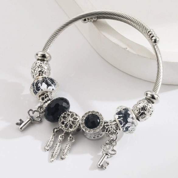 Trendy Fashion Electroplated Alloy Key Pendant Bracelet For Unisex Adjustable