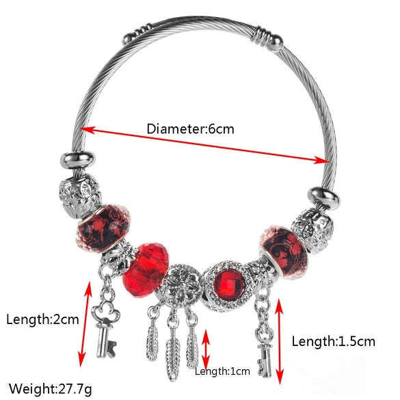 Trendy Fashion Electroplated Alloy Key Pendant Bracelet For Unisex Adjustable